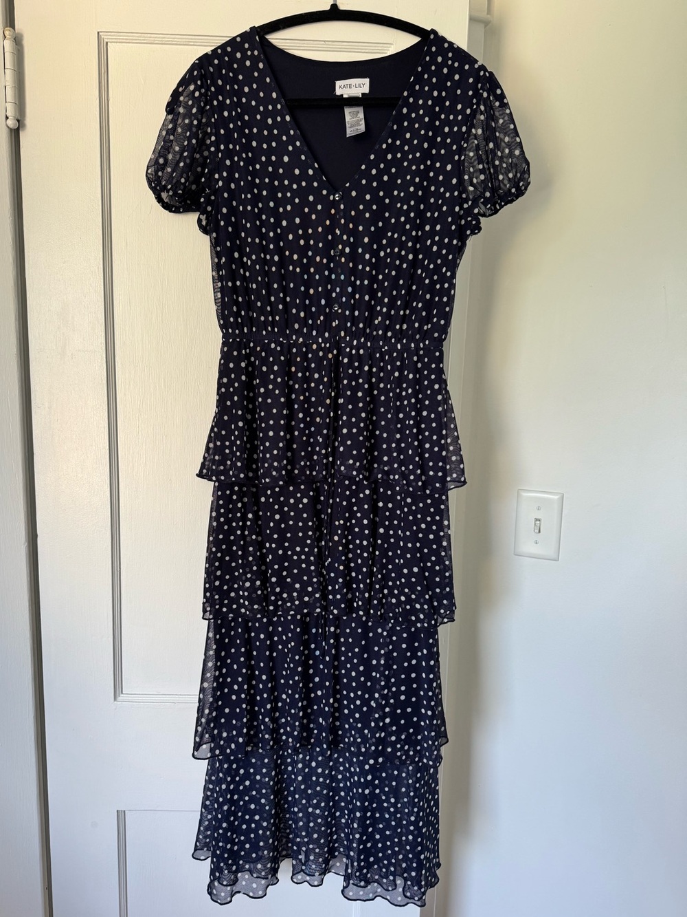 Kate and Lily Navy and Polka Dot Tiered Dress